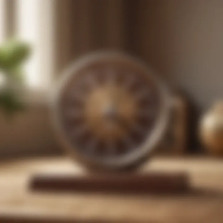 Close-up of a gong timer in use during meditation