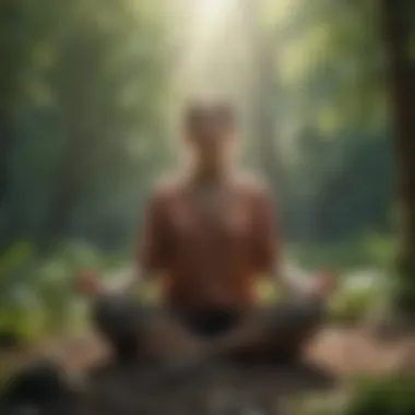 Finding Calm amidst Chaos A calm person meditating in a nature setting, symbolizing coping strategies