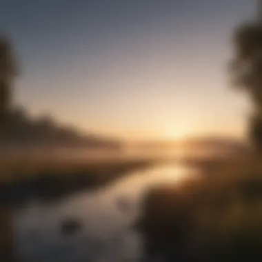 A Serene Start to Your Day Serene morning landscape with sunrise