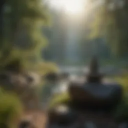 A serene landscape representing healing and tranquility