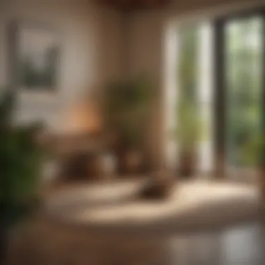 Serene Meditation Space A serene corner of a home designed for meditation with soft lighting and plants