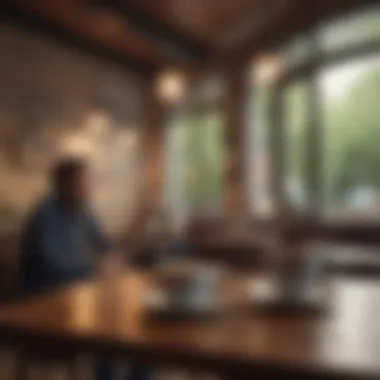 Idea Exchange in a Café A cozy café setting with individuals sharing ideas over coffee.