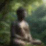 A serene Buddha statue surrounded by nature