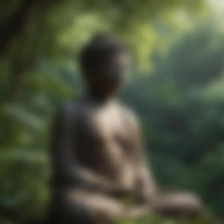 A serene Buddha statue surrounded by nature