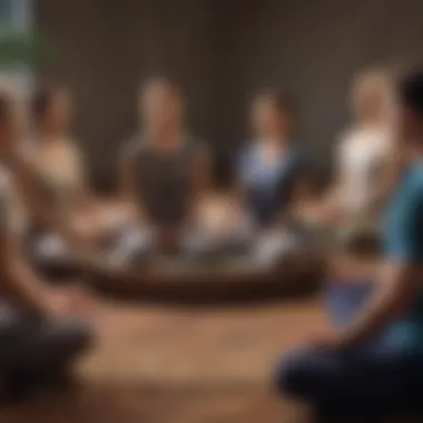 Team engaging in a meditation circle during a break