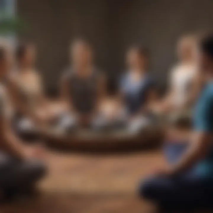 Team engaging in a meditation circle during a break